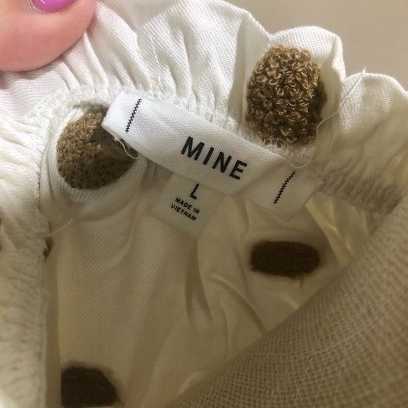 NWOT Ivory/Camel Textured Polka-Dot Blouse - Picture 3 of 5